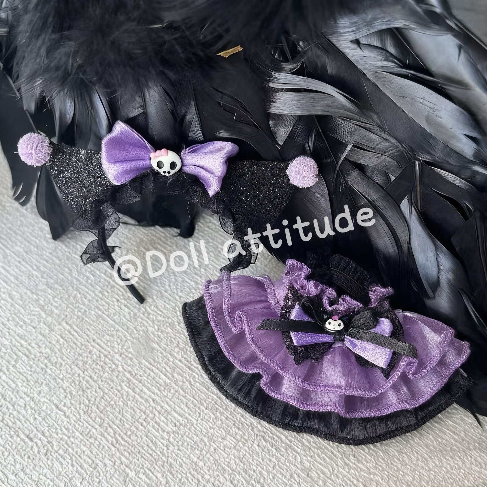 Kuromi skirt suit for labubu - Image 2