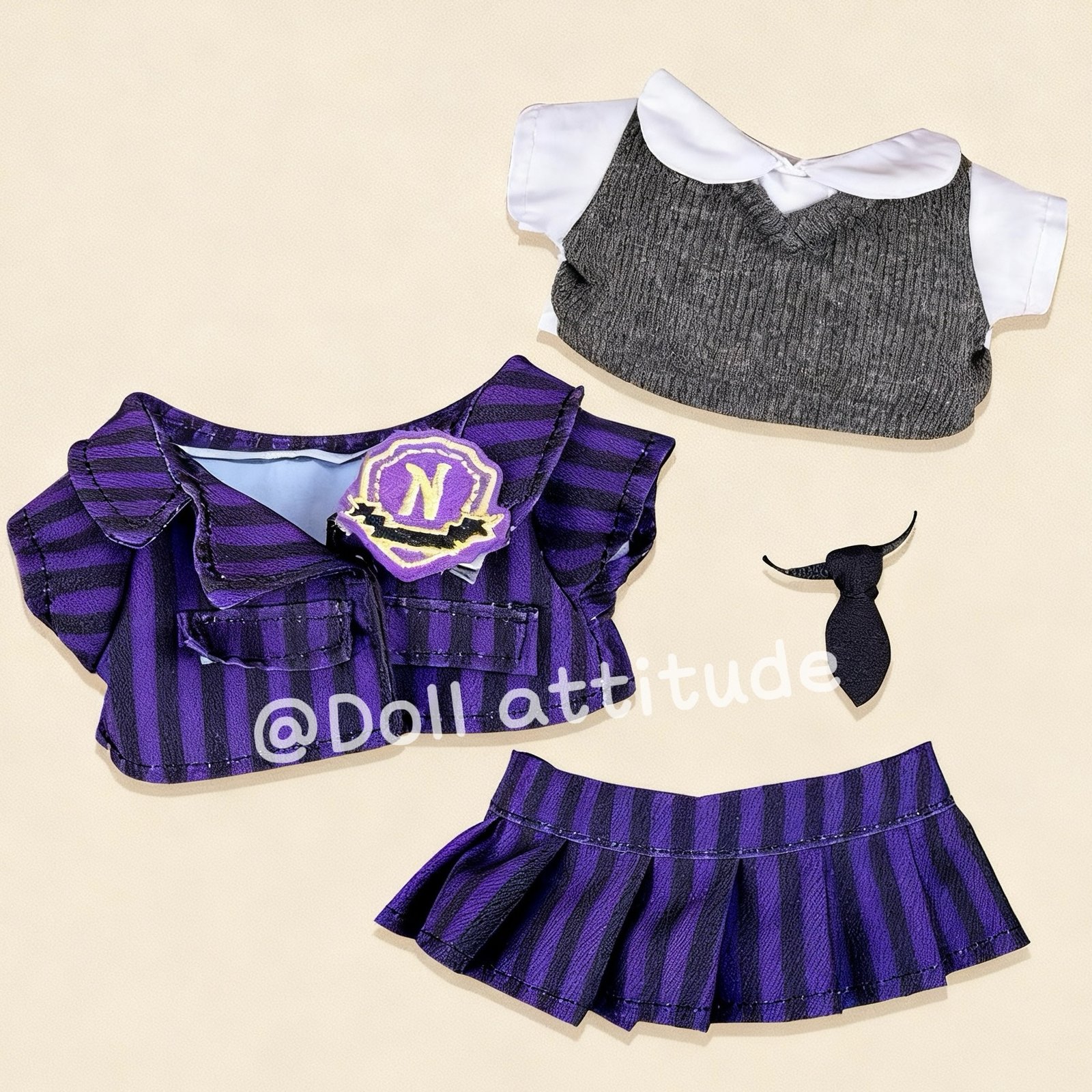 Wednesday school uniform striped baby clothes for labubu - Image 4