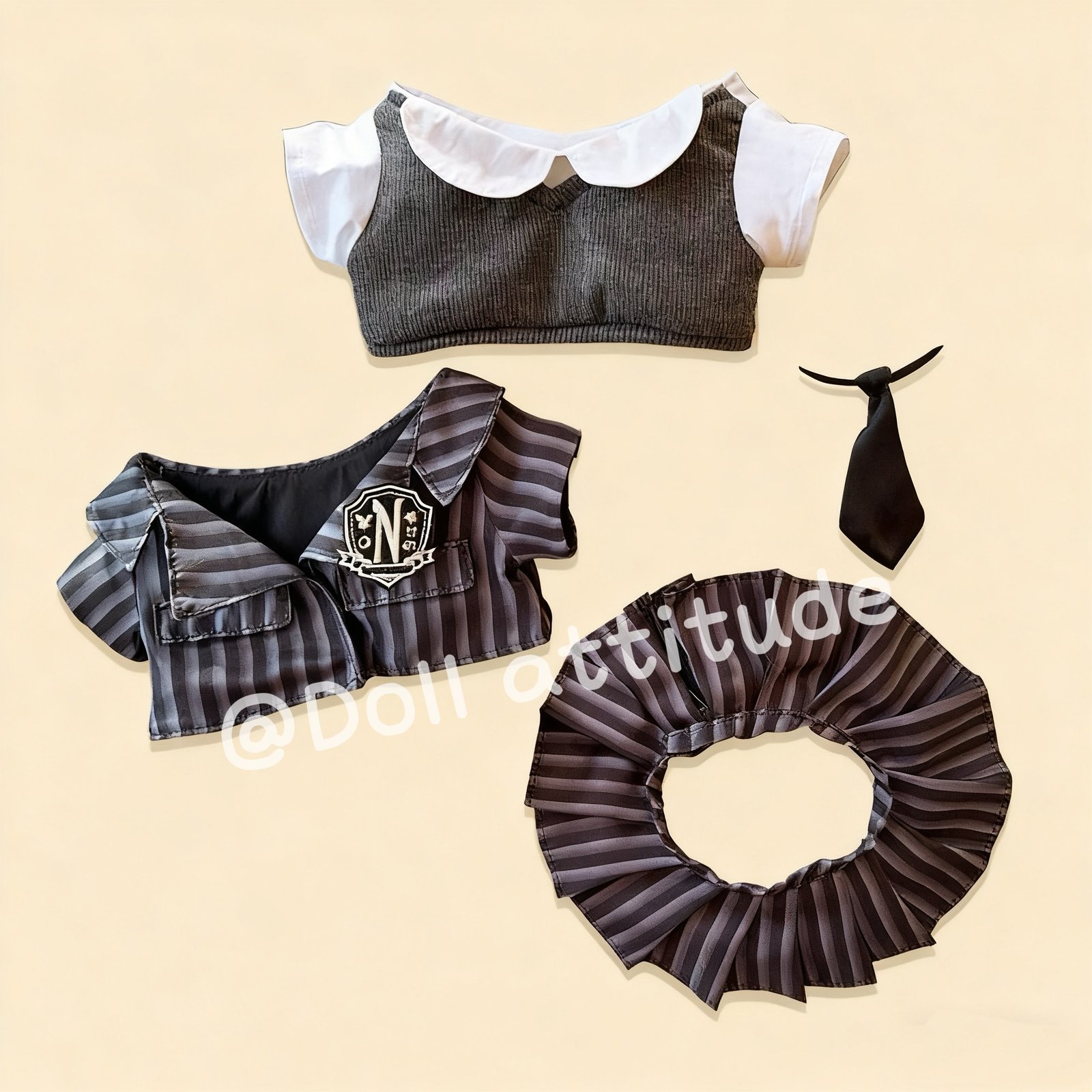Wednesday school uniform striped baby clothes for labubu - Image 5