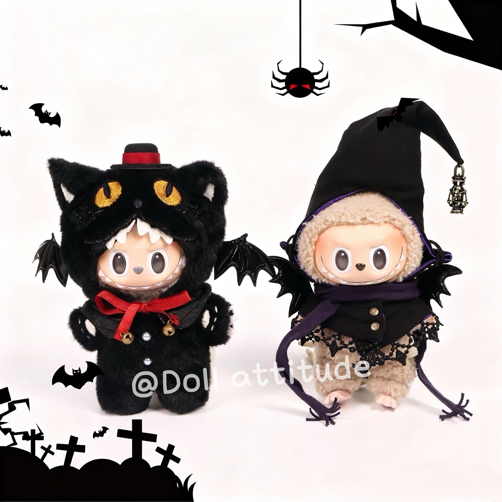 Halloween Witch and Black Cat Set for labubu