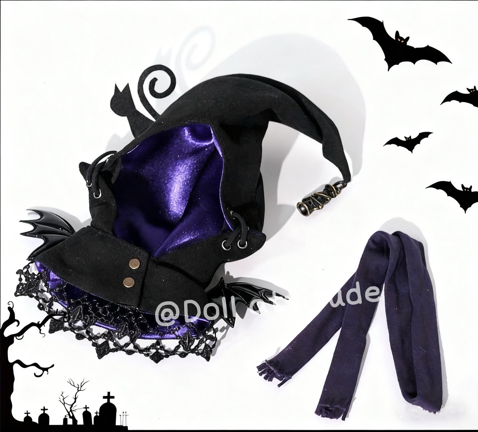 Halloween Witch and Black Cat Set for labubu - Image 3